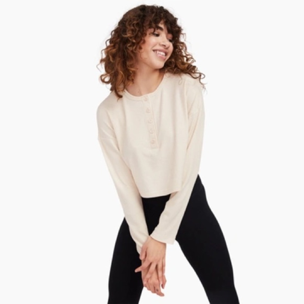 NAADAM Cashmere Blend Cropped Rib Henley